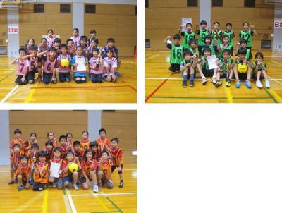 写真：優勝した「碧山SAKURAkids」（左上）、準優勝の「やぎさわ2014」（右上）、第3位の「中原ドラゴンズ」（左下）