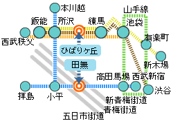 画像：西東京市への鉄道案内図