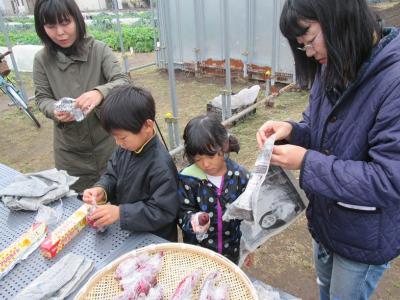 写真：試食体験用の焼き芋づくりの様子