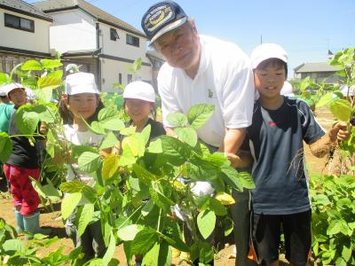 写真：丸山市長と生徒との収穫体験