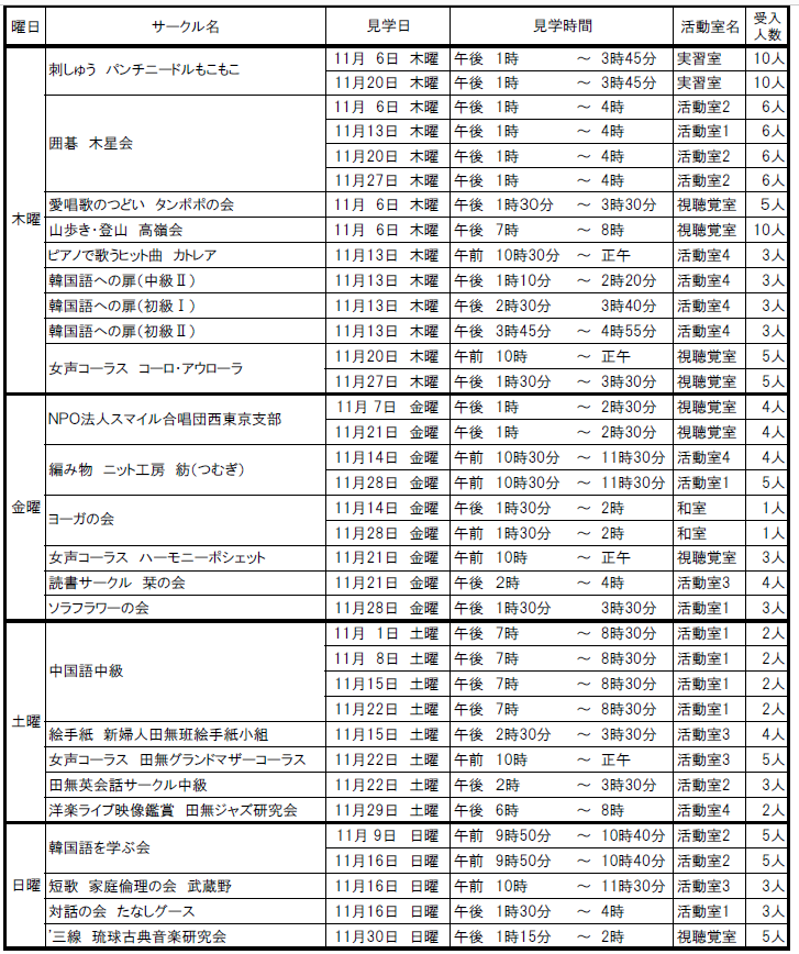 11月 月間スケジュール2