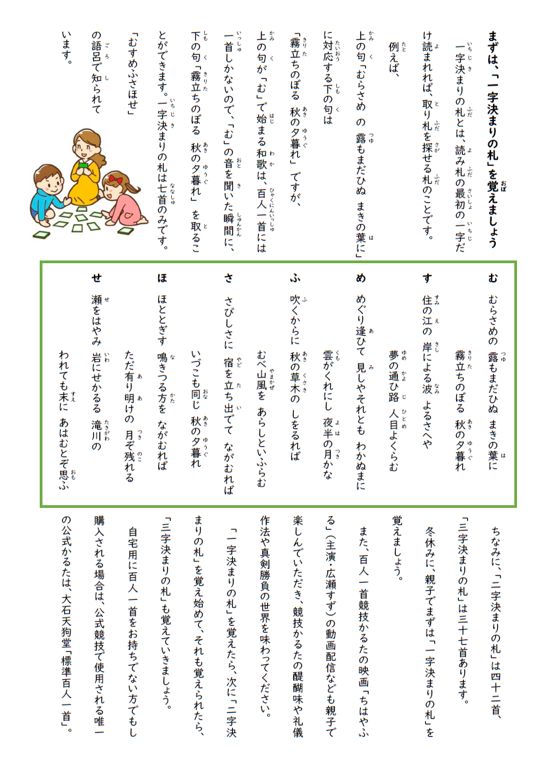 一字決まりの札　むすめふさほせ