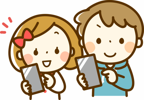 スマートフォンをもつ子どものイラスト