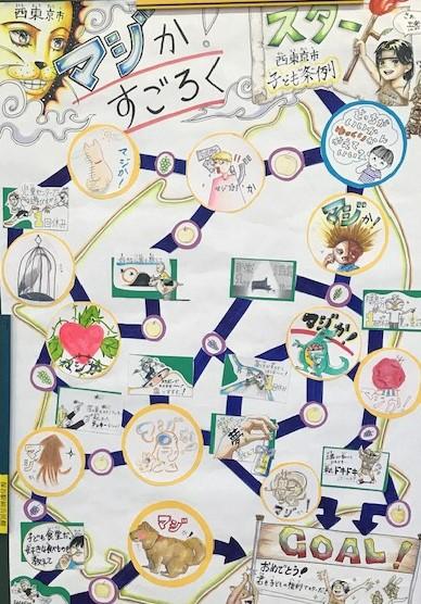 若者たちが手作りしたすごろく盤