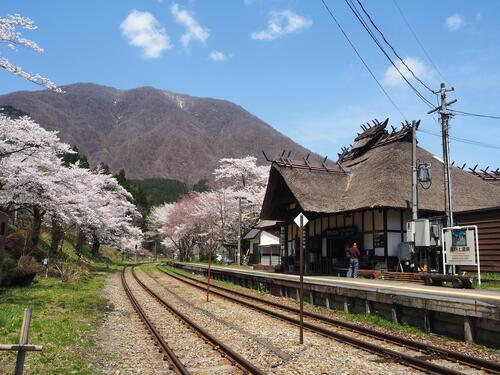 4月下旬　湯野上温泉駅の様子