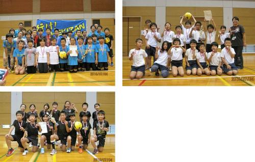 優勝した「碧山SAKURA kids」（左上）、準優勝の「保谷スーパーサーティーン」（右上）、第3位の「中原ゴットファイターズ」（左下）