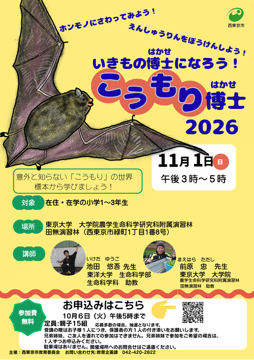 こうもり博士2026のチラシ