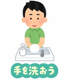 手洗いをする人のイラスト