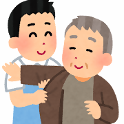 ホームヘルパーが着替えを手伝っているイラスト