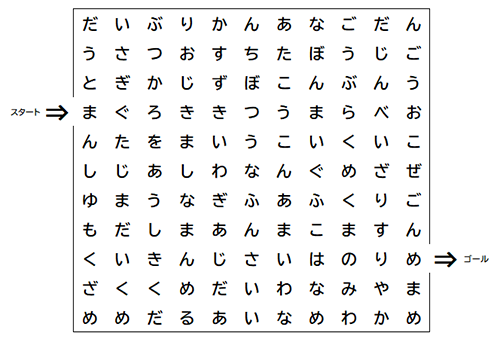画像；ひらがながたくさん並んだ迷路