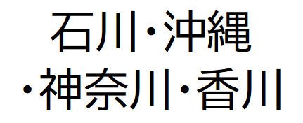 画像；石川・沖縄・神奈川・香川の文字