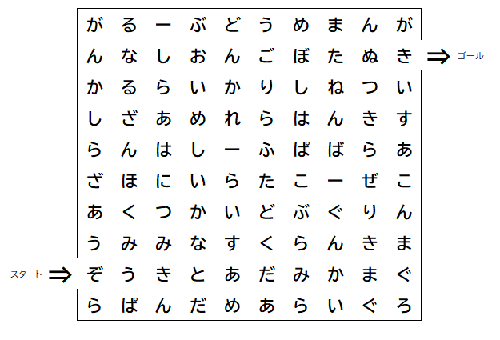 画像；ひらがながたくさん並んだ迷路
