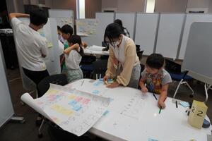 模造紙にまとめている画像