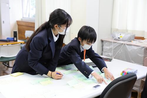 インタビュー内容を出し合っている様子