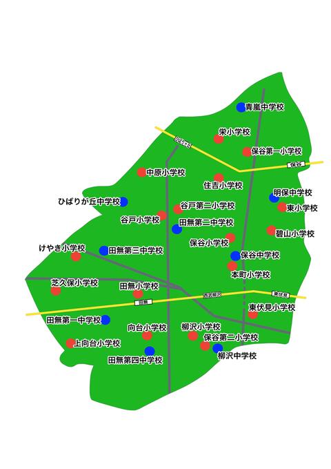 西東京市立小・中学校の地図