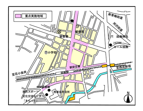 地図：田無駅周辺駐車場等案内図