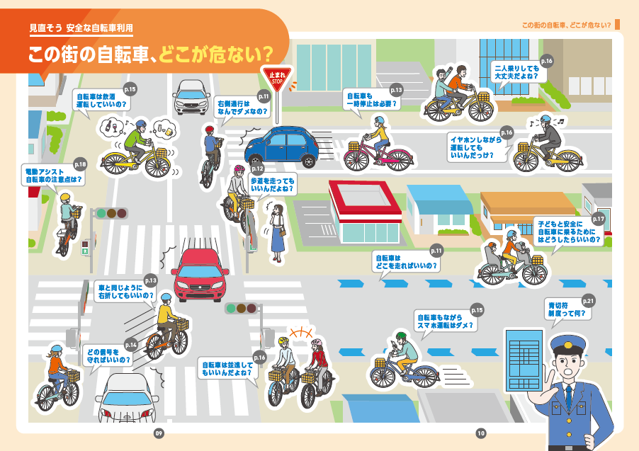 とうきょう自転車ルールブック 9ページ、10ページの画像