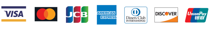 VISA、MasterCard、JCB、、DINERS、DISCOVER、銀聯