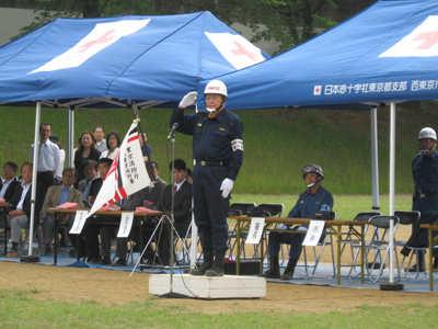 写真上：合同総合水防訓練市長挨拶