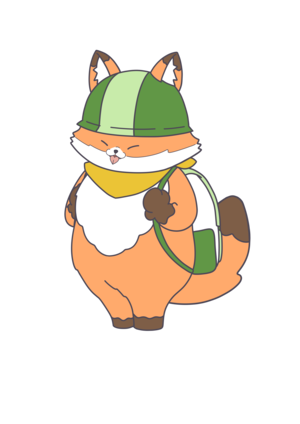 災害コンちゃん（リュックをしょって）