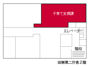 画像：田無第二庁舎2階子育て支援課案内図